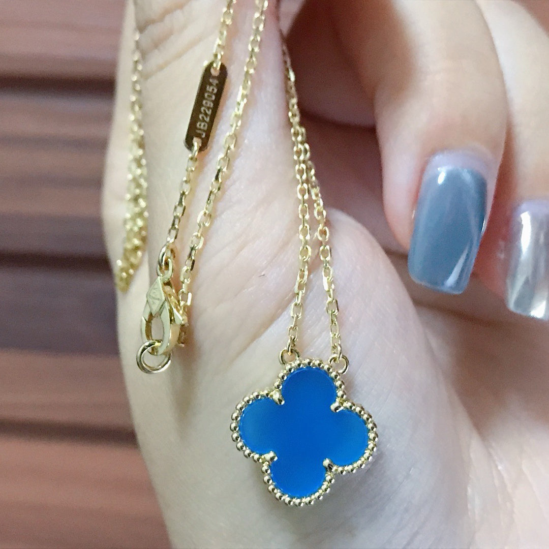 TimiCLOVER 15MM BLUE AGATE NECKLACE