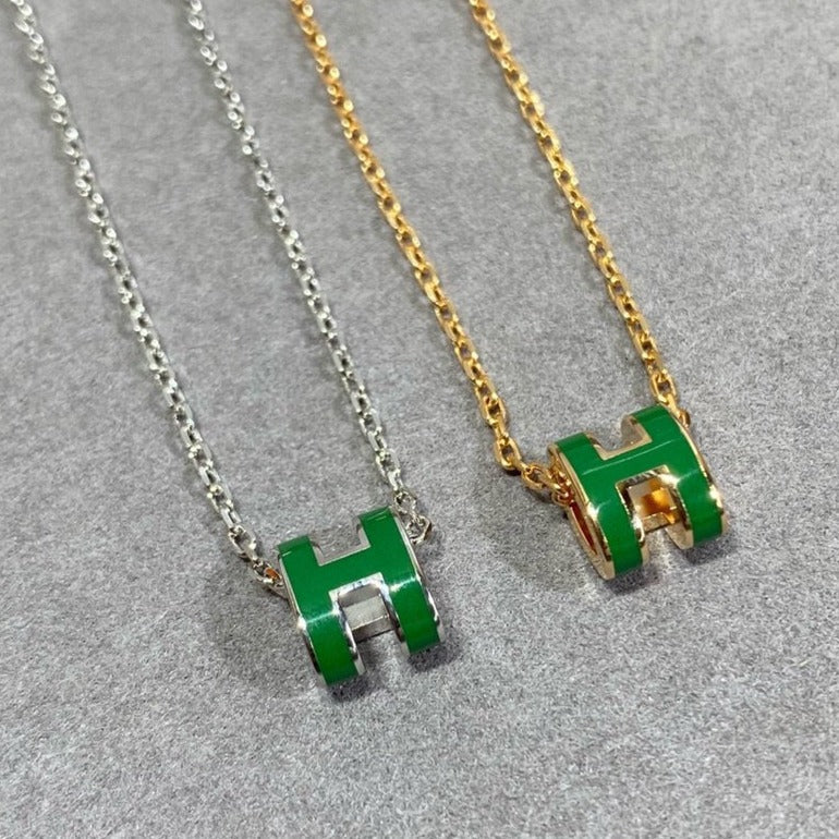 TimiPOP H GREEN NECKLACE SILVER AND GOLD
