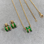TimiPOP H GREEN NECKLACE SILVER AND GOLD