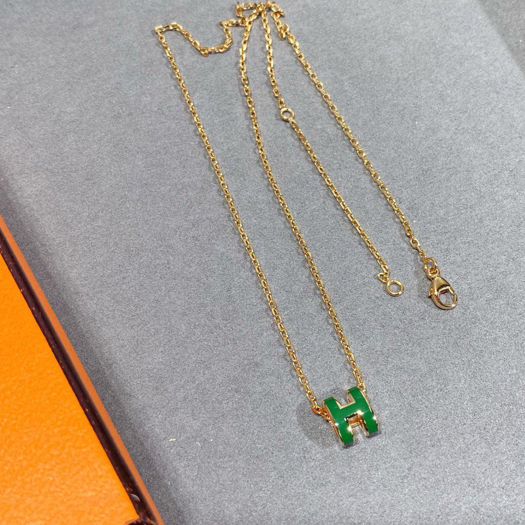 TimiPOP H GREEN NECKLACE SILVER AND GOLD