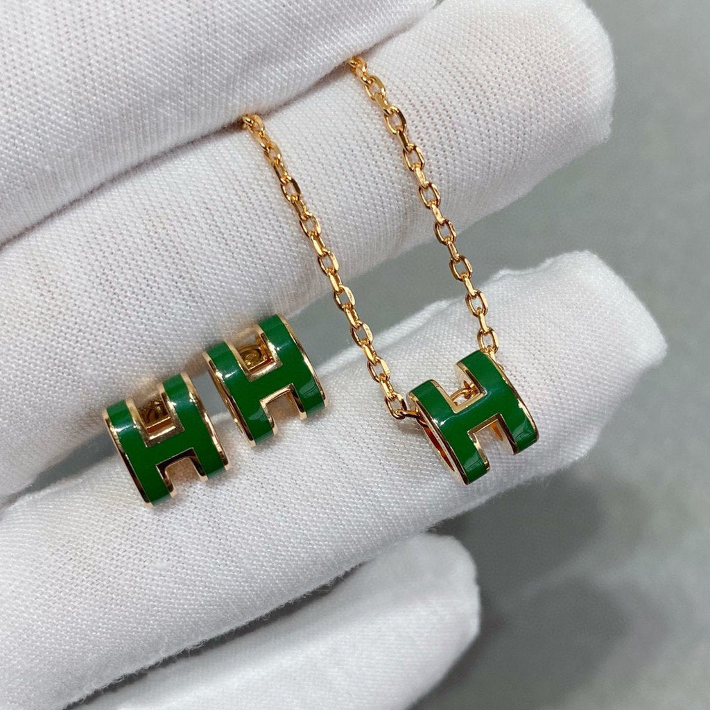 TimiPOP H GREEN NECKLACE SILVER AND GOLD