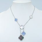 TimiCLOVER MOP CHALCEDONY NECKLACE SILVER 6 MOTIF