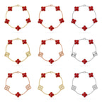 [Timi]New CLOVER 5 MOTIF RED PATTERN BRACELET COLLECTION