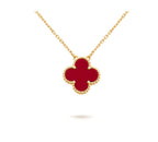 TimiCLOVER 15MM CARNELIAN SINGLE FLOWER NECKLACE