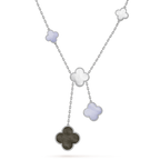 TimiCLOVER MOP CHALCEDONY NECKLACE SILVER 6 MOTIF