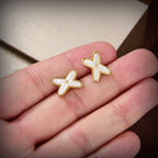 TimiJEUX DE WHITE MOP GOLD DIAMOND EARRINGS