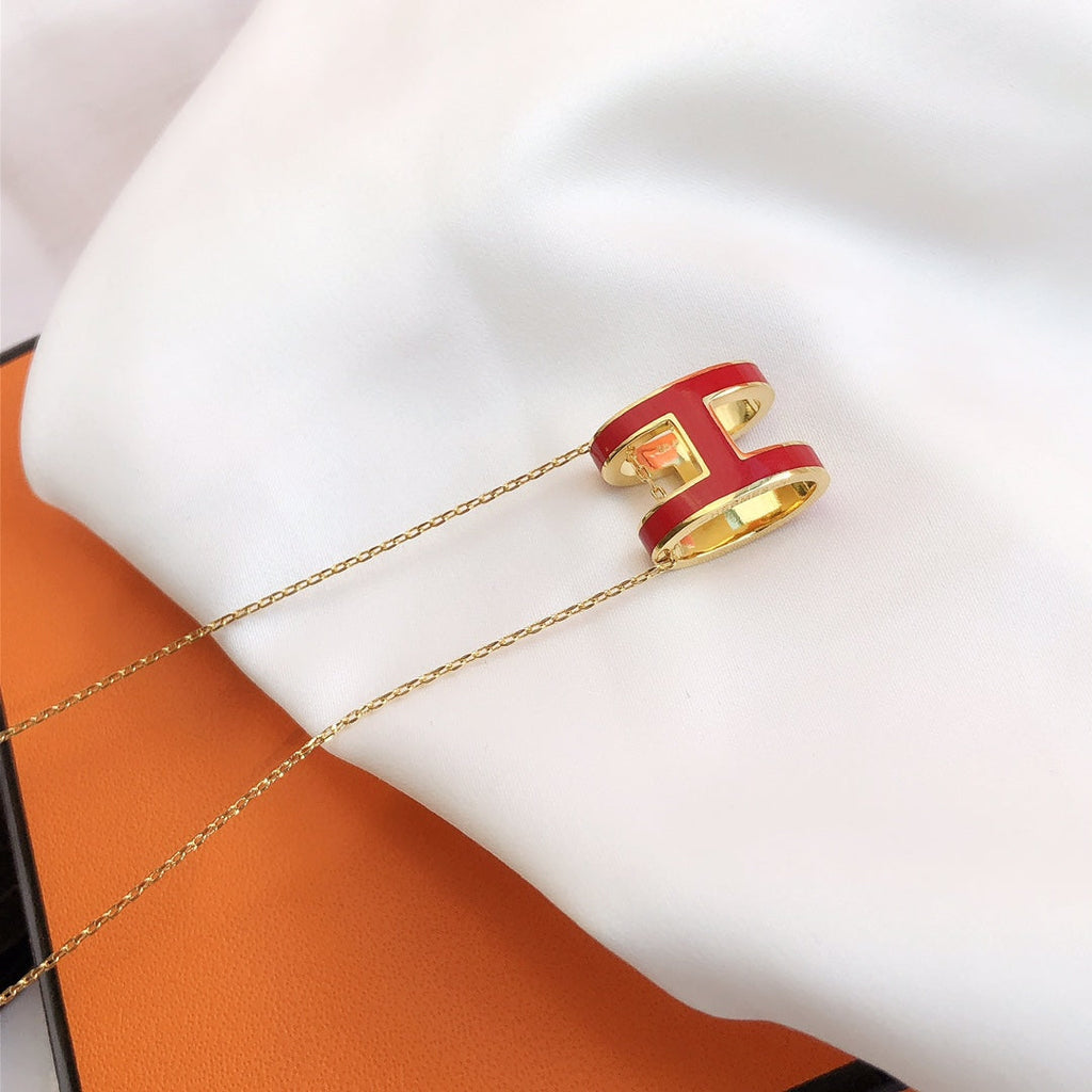 TimiHM CLIC RED ENAMEL GOLD NECKLACE