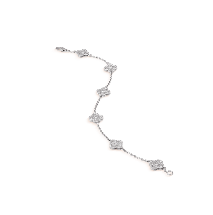 ¡®Timi¡¯CLOVER 6 MOTIF SILVER DIAMOND BRACELET