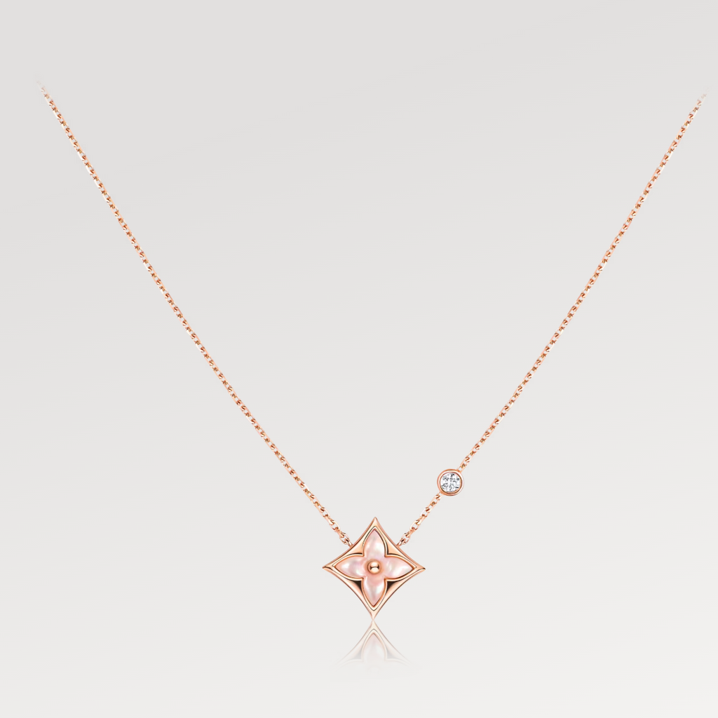 TimiSTAR PINK MOP 1 DIAMOND PINK GOLD NECKLACE