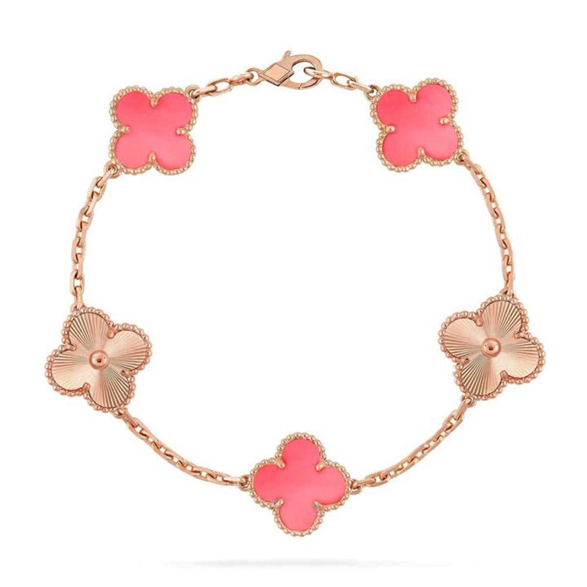 [Timi]New  CLOVER 5 MOTIFS  PINK MOP BRACELET COLLECTION