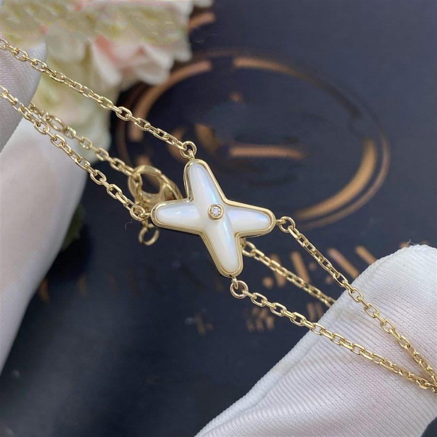 TimiJEUX BRACELET WHITE MOP GOLD 1 DIAMOND