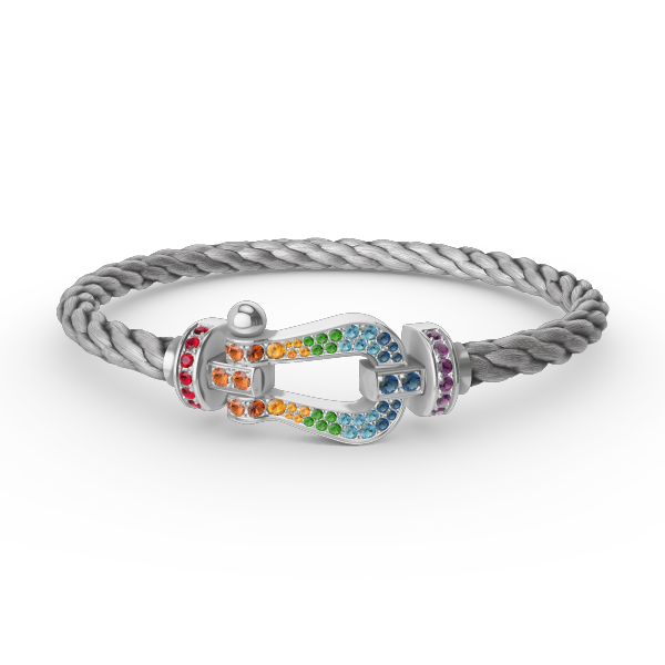 TimiFORC LARGE HORSESHOE  COLORED DIAMOND BRACELET SILVER