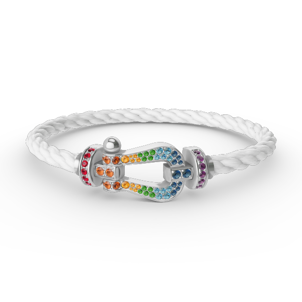 TimiFORC LARGE HORSESHOE  COLORED DIAMOND BRACELET SILVER