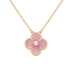 TimiCLOVER 15MM DIAMOND RHODONITE NECKLACE