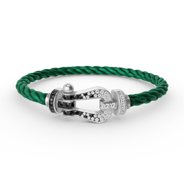TimiFORCE LARGE HORSESHOE BLACK WHITE DIAMOND BRACELET SILVER