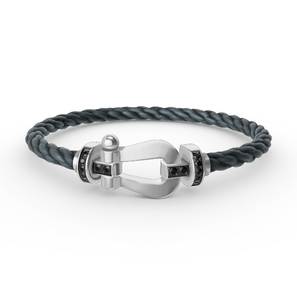 TimiFORCE LARGE HORSESHOE BLACK DIAMOND BRACELET SILVER
