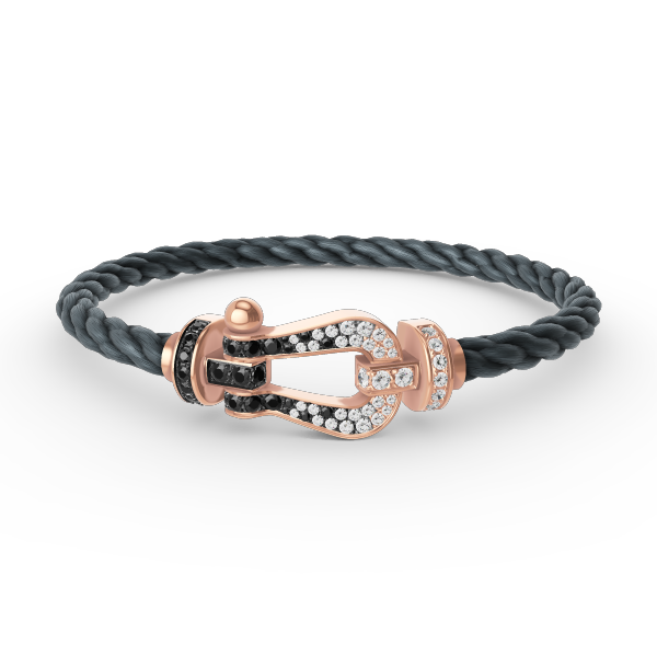 TimiFORCE LARGE HORSESHOE BLACK WHITE DIAMOND BRACELET ROSE GOLD