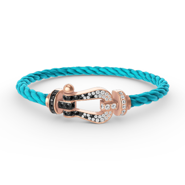 TimiFORCE LARGE HORSESHOE BLACK WHITE DIAMOND BRACELET ROSE GOLD