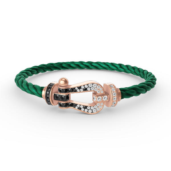 TimiFORCE LARGE HORSESHOE BLACK WHITE DIAMOND BRACELET ROSE GOLD