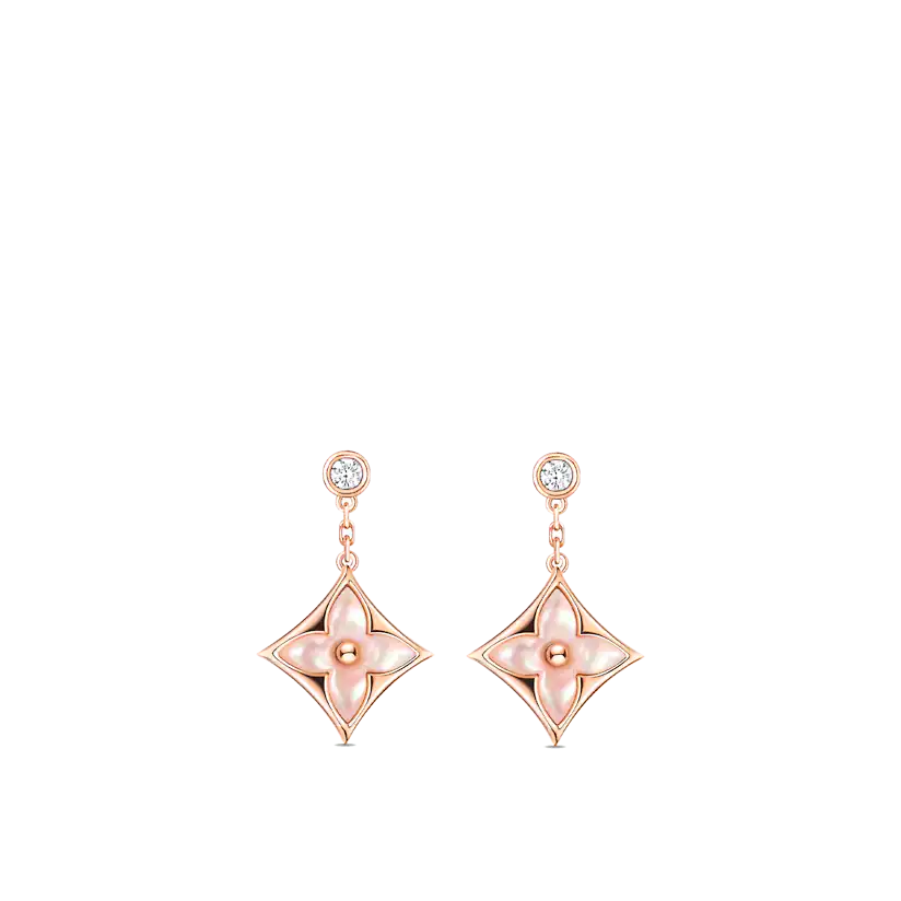 TimiDOUBLE STAR PINK GOLD MOP DROP EARRINGS