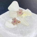 TimiFRIVOLE PINK GOLD FLOWER DIAMOND EARRINGS