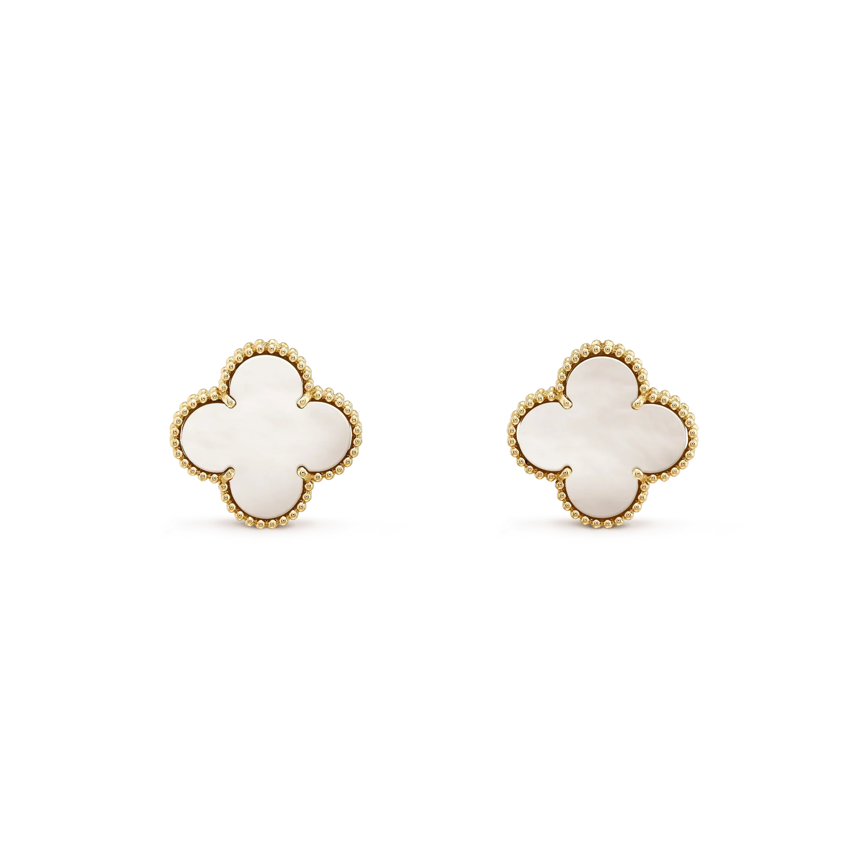 TimiCLOVER MEDIUM 1 MOTIFS  WHITE MOP STUD EARRINGS