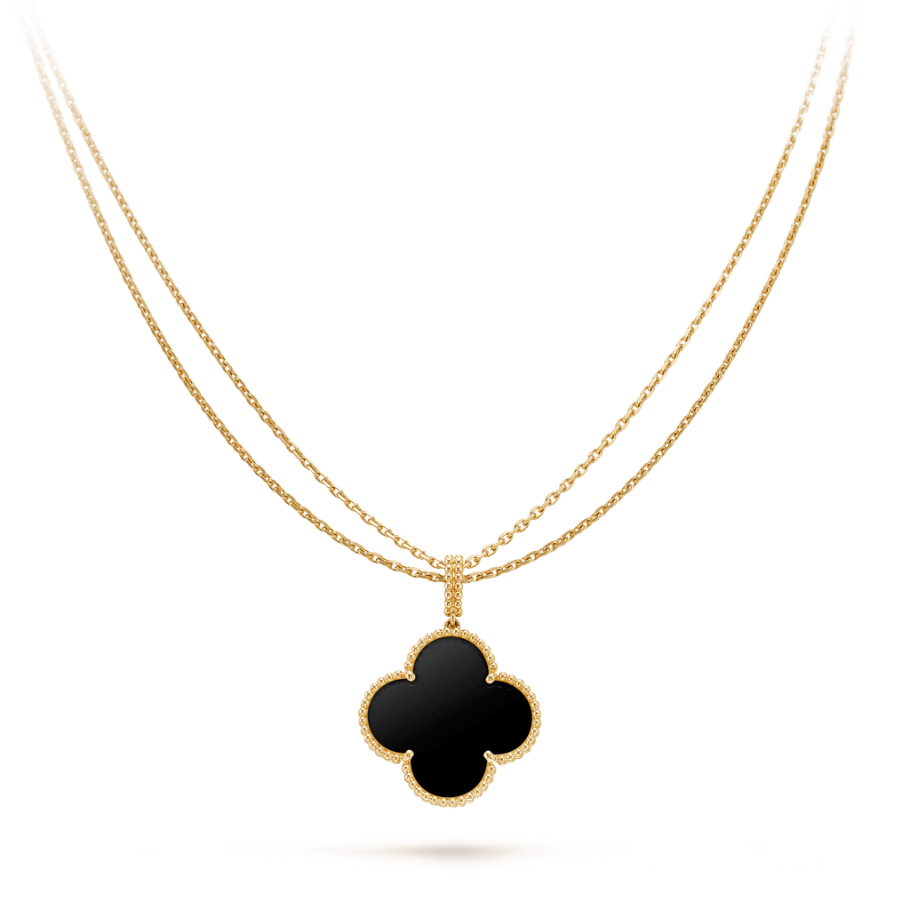 TimiCLOVER 25MM GOLD ONYX BIG CLOVER NECKLACE