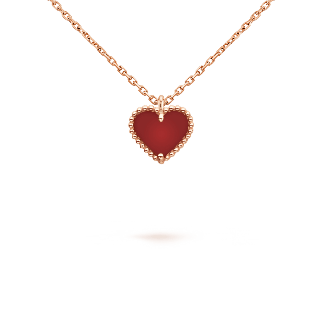 TimiSWEET CLOVER CARNELIAN HEART NECKLACE