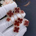 TimiCLOVER EARRINGS CARNELIAN 4 MOTIFS PINK GOLD