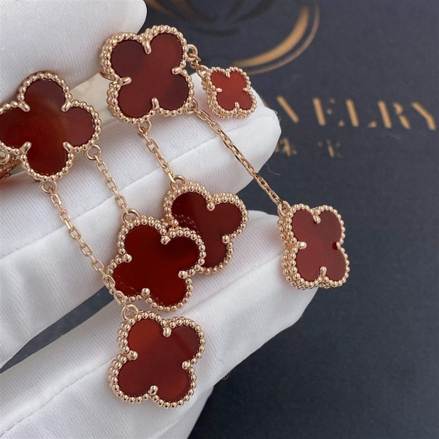 TimiCLOVER EARRINGS CARNELIAN 4 MOTIFS PINK GOLD
