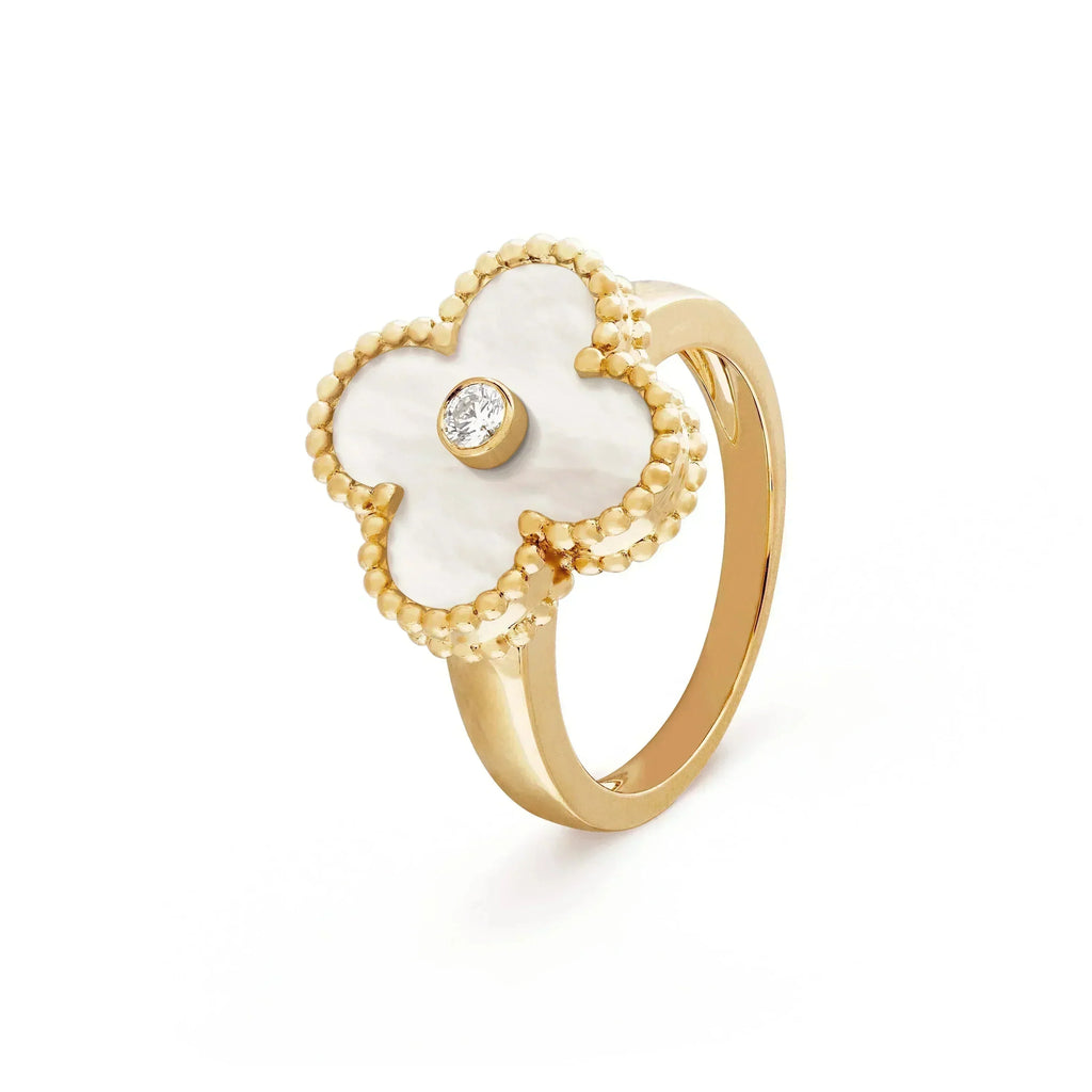 TimiCLOVER PINK MOP RING GOLD DIAMOND