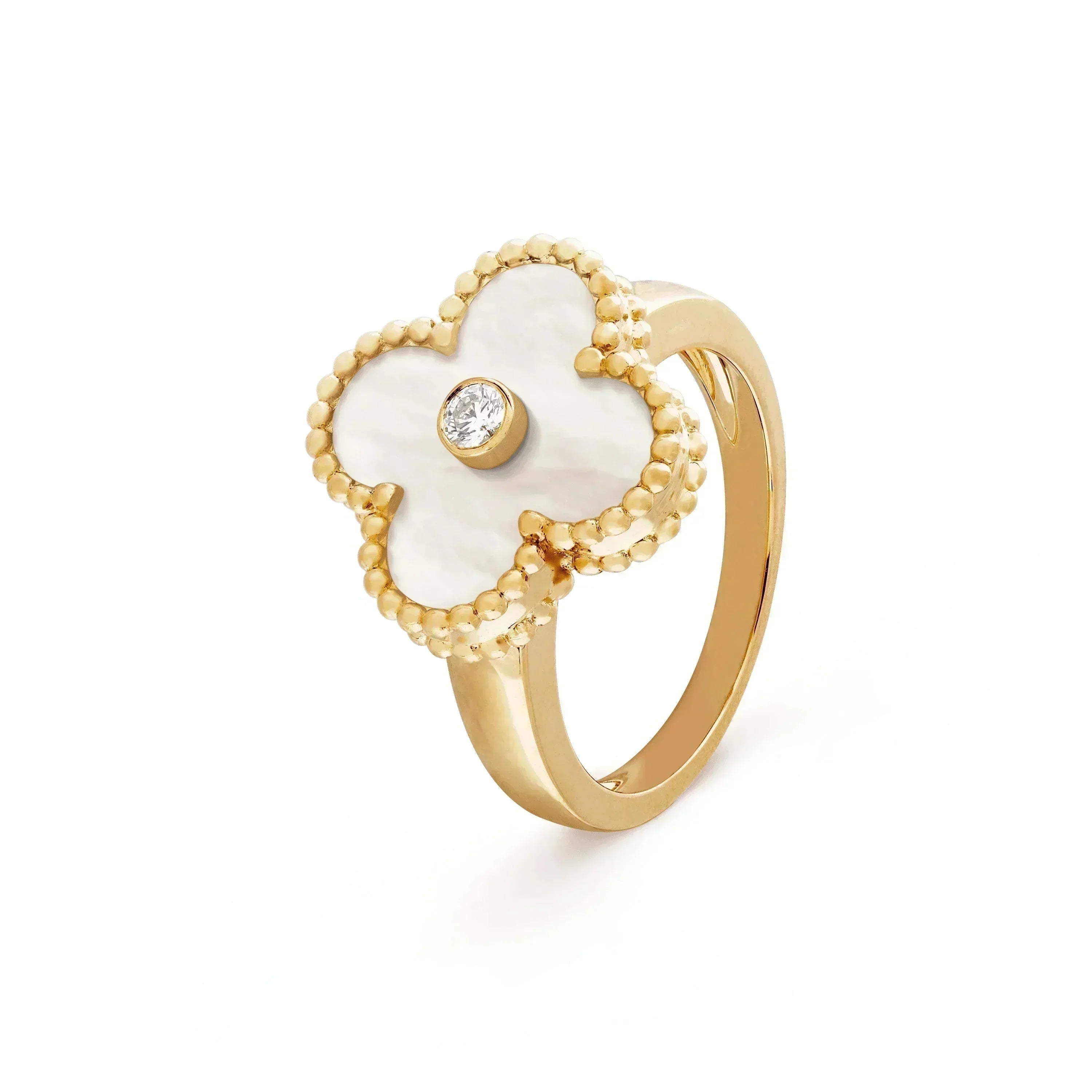 TimiCLOVER PINK MOP RING GOLD DIAMOND